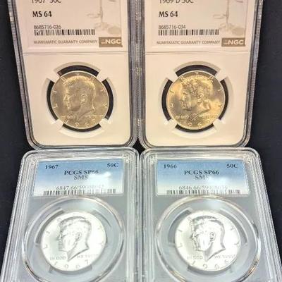 4 NGC & PCGS Silver Kennedy Halves