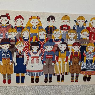 Vintage Scandinavian Children Fabric Wall Panel – Finland, 34" x 50"