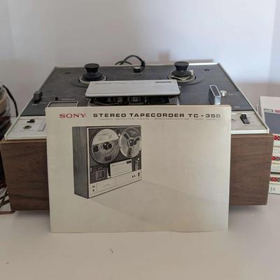 Vintage Sony TC-355 Stereo Reel-to-Reel Tape Recorder with Reels & Manuals (Untested)