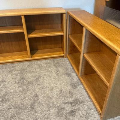 Matching Solid Wood Bookshelves / Bookcases – Set of 2 – Oak Finish