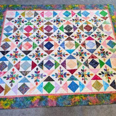 Two Handmade Quilts by Julie Mason – “My Bright Appliqué” & “Geese Gone Every Which Way”