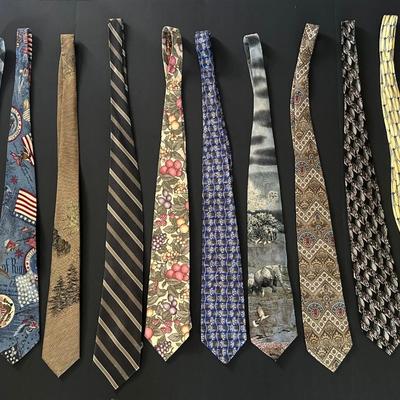 Men’s Necktie Lot – Vintage & Modern – Calvin Klein, Van Heusen & More (10 Ties)