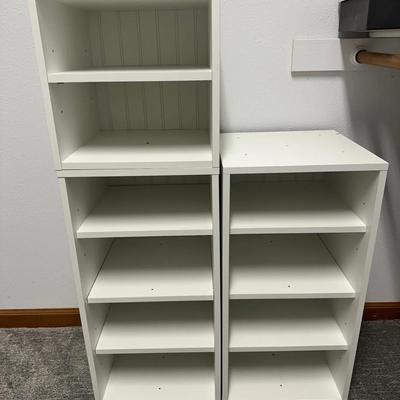 White Storage Shelves / Bookcase Units – Set of 3 – Modular Cube Style