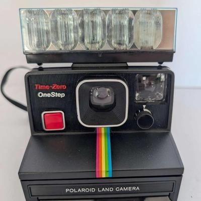 Vintage Polaroid Instant Camera Lot – Time-Zero OneStep with Case, Mamiya Polaroid Back & Film Packs