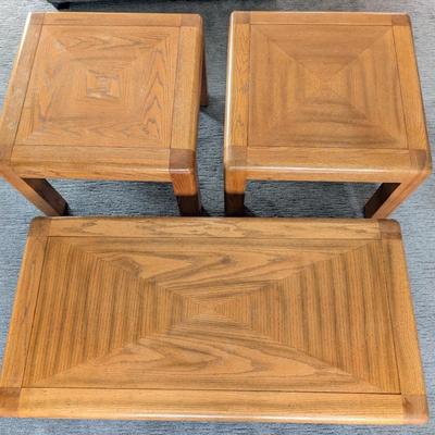 Solid Wood Coffee Table with Two Matching End Tables