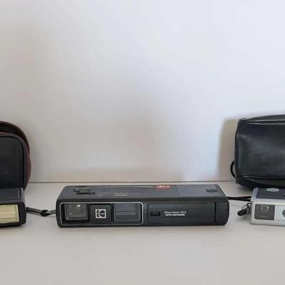Vintage Compact Film Camera Lot – Vivitar Kodak, & Minolta 