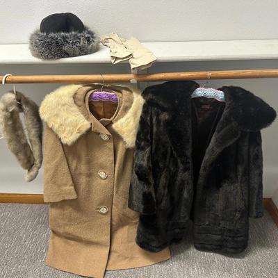 Vintage Fur Coat & Hat Lot – Made in England – ILGWU Union Made – Faux Fur