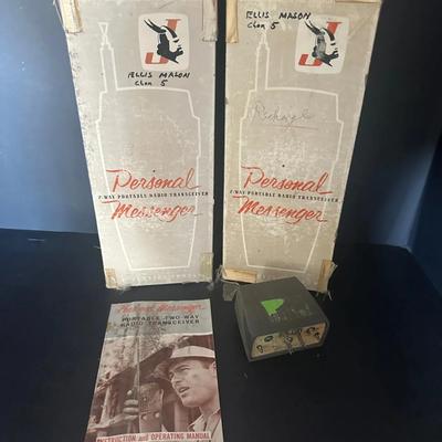 Vintage EF Johnson Personal Messenger 2-way portable radio transceivers (walkie-talkies)