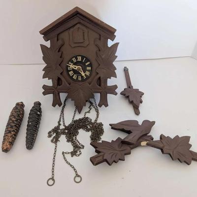 Vintage German Cuckoo Clock with Weights & Pendulum (Untested)