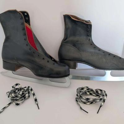 Vintage Ice Skates with Leather Boots & Tempered Canada Steel – Size 10