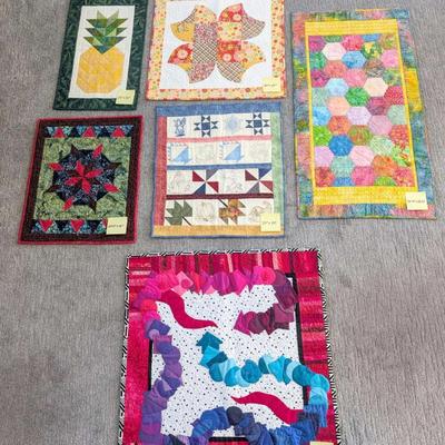 Lot of Handmade Quilted Wall Hangings & Table Runners – Colorful Patchwork Designs (6 Pieces)