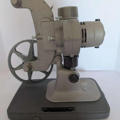 Vintage Bell & Howell 8mm Film Projector with Montgomery Ward Projection Screen (Untested)