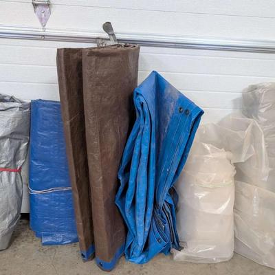 Assorted Heavy-Duty Tarps & Plastic Drop Cloths
