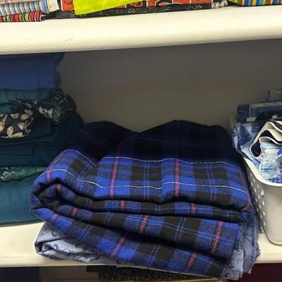 Blue & Teal Fabric Lot – Cotton & Flannel Mix, Solids and Prints (Sewing / Quilting)