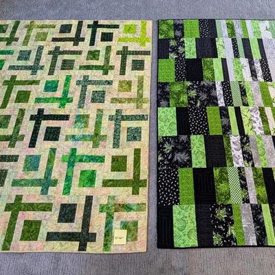 Handmade Artist Quilts by Julie Mason – “Sara’s Green Theme” & “Morning, Noon and Night”