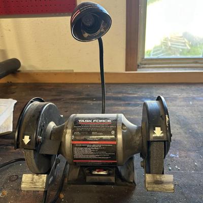 Task Force 6-Inch Bench Grinder with Work Light – Model 229626, 3450 RPM