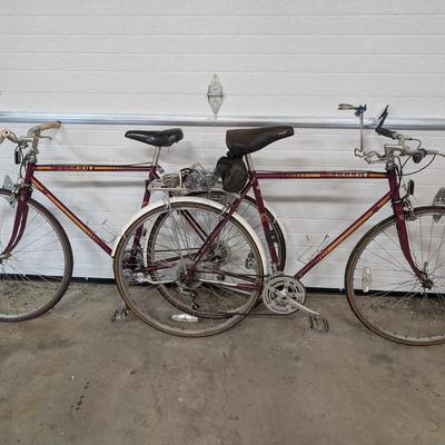 Two Vintage Peugeot Road Bicycles – Matching Pair with Racks & Accessories