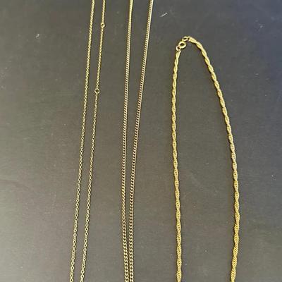 Gold-Tone Necklace Lot – Rope Chain, Initial Pendant & Owl Pendant Necklace
