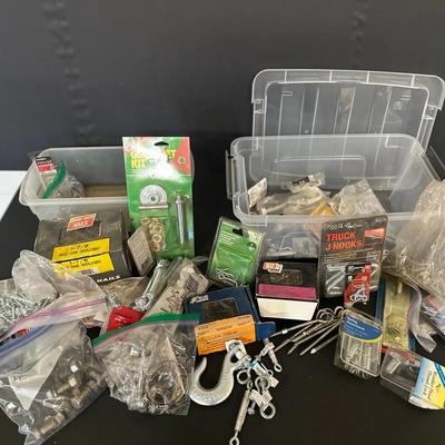 Large Mixed Lot of Hardware & Fasteners – Hooks, Nails, Screws, Bolts, Eye Hooks & Accessories
