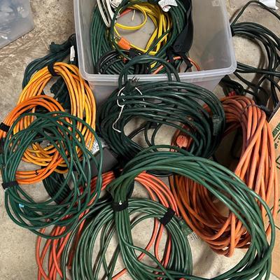 Large Lot of Extension Cords – Assorted Lengths and Colors
