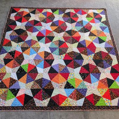 Stunning Handmade Julie Mason "Junk Jewelry" Patchwork Quilt – Approx. 94" x 96" 