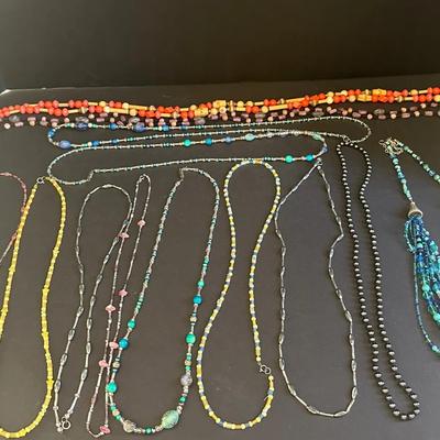 Large Beaded Necklace Lot – Glass, Stone & Seed Beads in Assorted Colors