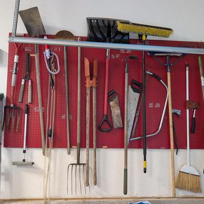 Lot of Yard and Hand Tools with Werner Step Ladder