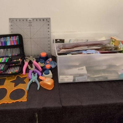 Scrapbooking Punches, Gel Pens & Mystery Lot of Stickers