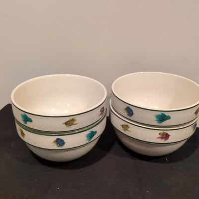 Scotty Z Folkcraft Rainbow Trout Stoneware Bowls