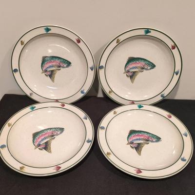 Scotty Z Folkcraft Rainbow Trout Stoneware Salad Plates