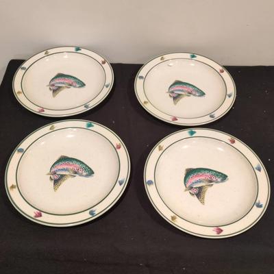 Scotty Z Folkcraft Rainbow Trout Stoneware Salad Plates