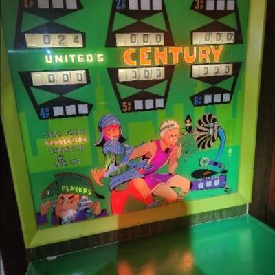 Sale Photo Thumbnail #2: A RARE SURVIVOR- United "Century" Shuffle Alley Bowling Game (1953-54) Serial # 00233 - 1-6 players! Perfect for groups/bars! Chicago, Illinois *VERY EARLY PRODUCTION* Fully Working condition-Playfield & Pindeck in EXCELLENT Condition. No warping or delam