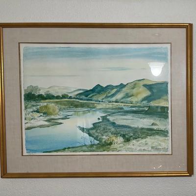 Framed Lithograph of Rio Hondo by Peter Hurd