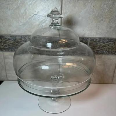 Clear Glass Bubble Dome Pedestal Cake Stand