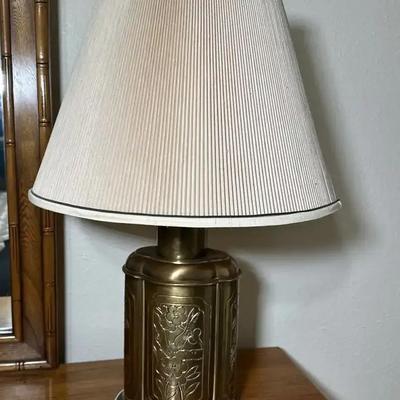 Frederick Cooper Chinoiserie brass tea canister table lamp with