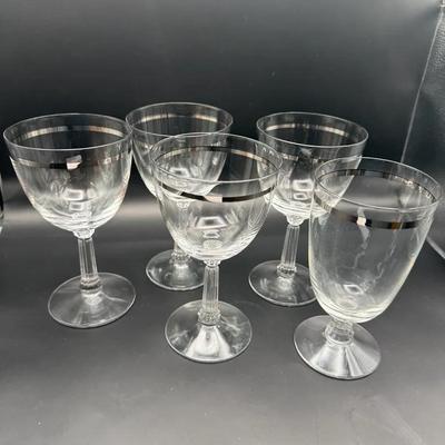 Fostoria “Reflection” Goblets w/ Platinum Rim 