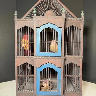 Vintage Wooden Bird Cage
