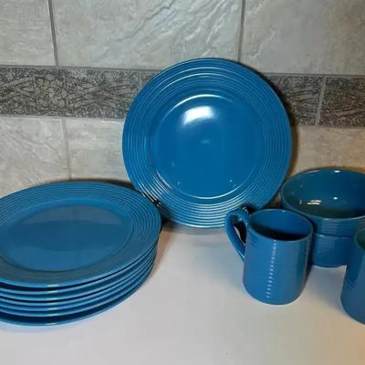 Royal Norfolk Blue Glaze Dinnerware With Ridges