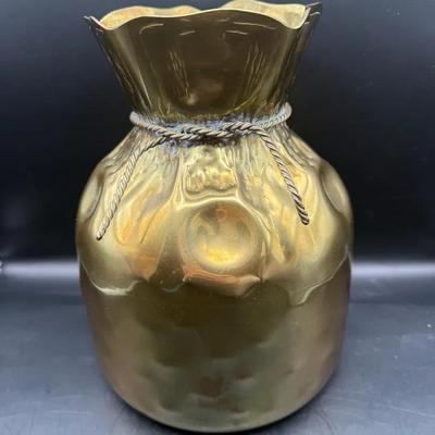 Mid-Century Polished Brass Tethered Bag