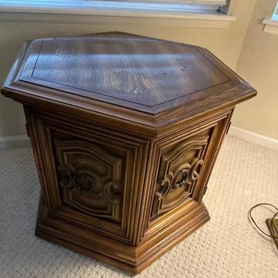 Hexagon Vintage Cabinet End Table