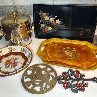 Ice Bucket & Vintage Serving Ware