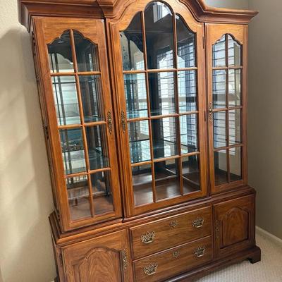 Thomasville Lighted China Two Piece Cabinet 