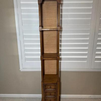 Slim Wooden Etagere Shelf w/ 3 Drawers