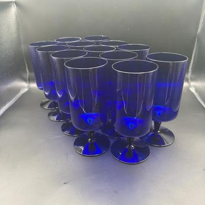Morgantown Colby Blue Stemware Water Goblets