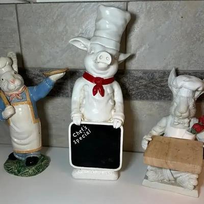 Bunny & Pig Kitchen Statues