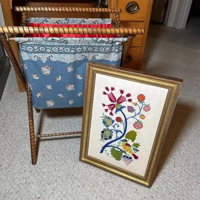 Needlepoint Art & Vintage Sewing Basket