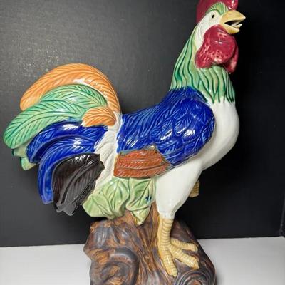 Vintage Hand-Painted Ceramic Rooster Figurine