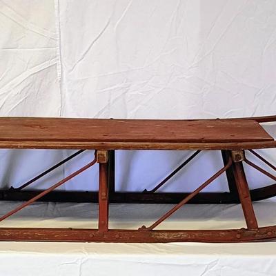 Vintage Mid Century Wood And Metal Sleigh 