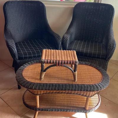 Wicker Chairs And Table 