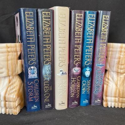 1st Edition Elizabeth Peters HCDJ & Onyx Bookends